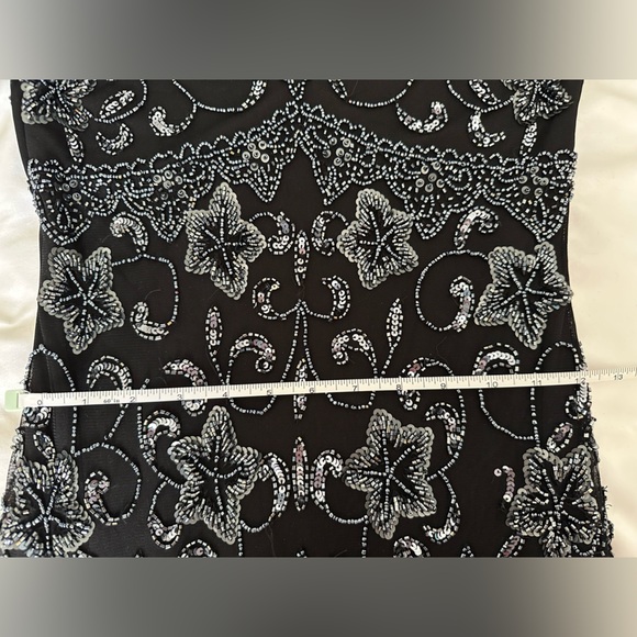 Vintage Pisarro Nights Charcoal Sequin Formal Dress with 3/4 Sleeves Size 4 - Picture 7 of 8